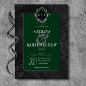 ダークゴシックブラックフローラサテンダマスクグリーン 招待状