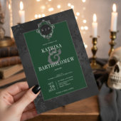 ダークゴシックブラックフローラサテンダマスクグリーン 招待状