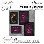 ダークゴシックブラックワインフローラサテンQRコード オールインワン招待状