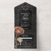 ダークゴシックブラック&グレーラストバラディナー オールインワン招待状 (内側)