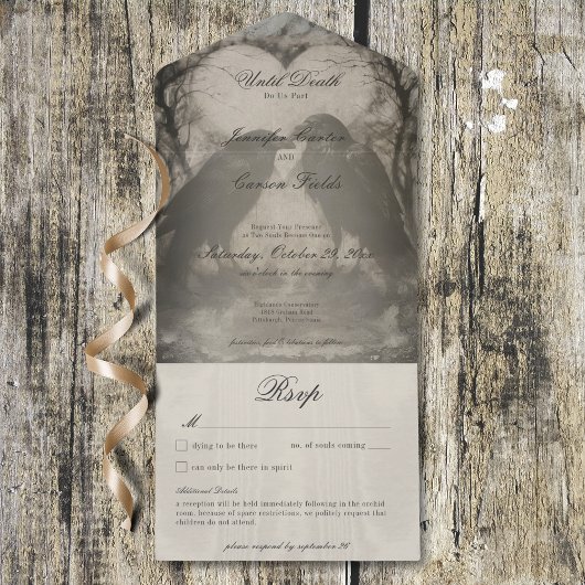 ダークゴシックブラック&タンレイヴンディナー(詳細付き) オールインワン招待状