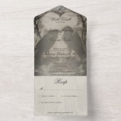 ダークゴシックブラック&タン結婚レイヴンの夕食 オールインワン招待状 (内側)