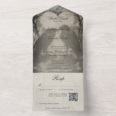 ダークゴシックブラック&タンRaven結婚のQRコード オールインワン招待状 (内側)