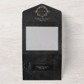 ダークゴシックブラック&ブラウンフローラサテンQRコード オールインワン招待状 (外側)