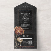 ダークゴシックブラック&ラストバラQRコード オールインワン招待状 (内側)