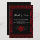 ダークゴシックローズのウェディング 招待状 (正面/裏面)