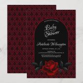 ダークゴシックローズベイビーシャワー 招待状 (正面/裏面)