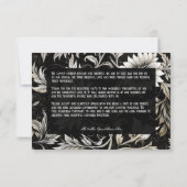 ダークゴシックヴィンテージブラック&ホワイトフローラダマスク サンキューカード (裏面)