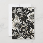 ダークゴシックヴィンテージブラック&ホワイトフローラダマスク セーブザデート (裏面)