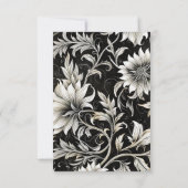 ダークゴシックヴィンテージブラック&ホワイトフローラダマスク 出欠カード (裏面)