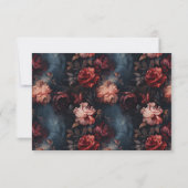 ダークゴシックヴィンテージレッド&ピンクフローラ結婚ズ セーブザデート (裏面)