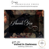 ダークゴシックヴィンテージ赤面フローラ&ブラックラヴェンス サンキューカード