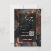 ダークゴシックヴィンテージ赤面フローラ&ブラックラヴェンス 出欠カード (正面)