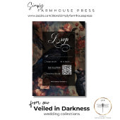 ダークゴシックヴィンテージ赤面フローラ&ブラックラヴェンス 出欠カード