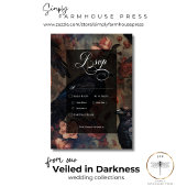 ダークゴシックヴィンテージ赤面フローラ&ブラックラヴェンス 出欠カード