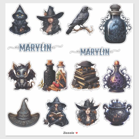 ダークゴシック様式のウィッチクラフト名前をカスタムする シール (シート)