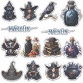 ダークゴシック様式のウィッチクラフト名前をカスタムする シール (正面)