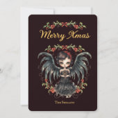 ダークゴシック様式のエンジェルクリスマス シーズンカード (正面)