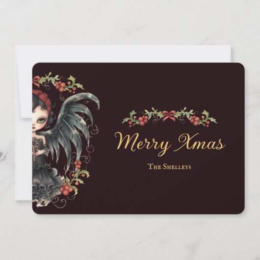 ダークゴシック様式のエンジェルクリスマス シーズンカード (正面)