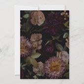 ダークゴシック様式ブラックフローラブライダル昼食会 招待状 (裏面)