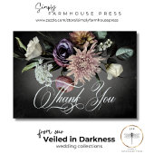 ダークゴシック神秘的にミュートされたぼやけフローラ結婚の サンキューカード