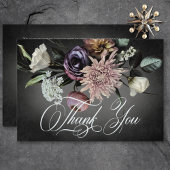 ダークゴシック神秘的にミュートされたぼやけフローラ結婚の サンキューカード