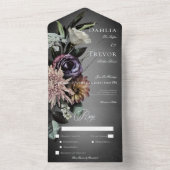 ダークゴシック神秘的にミュートされたフローラぼやけディナー オールインワン招待状 (内側)