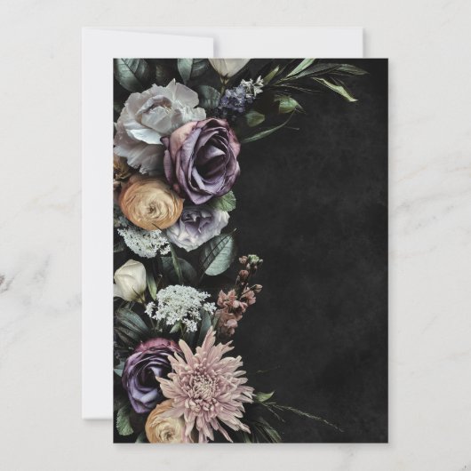 ダークゴシック神秘的にミュートされたフローラブライダルブランチ 招待状 (裏面)