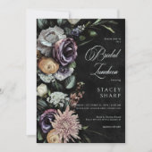 ダークゴシック神秘的にミュートされたフローラブライダルランチ 招待状 (正面)