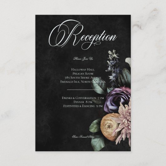 ダークゴシック神秘的にミュートされたフローラ披露宴 エンクロージャーカード (正面)