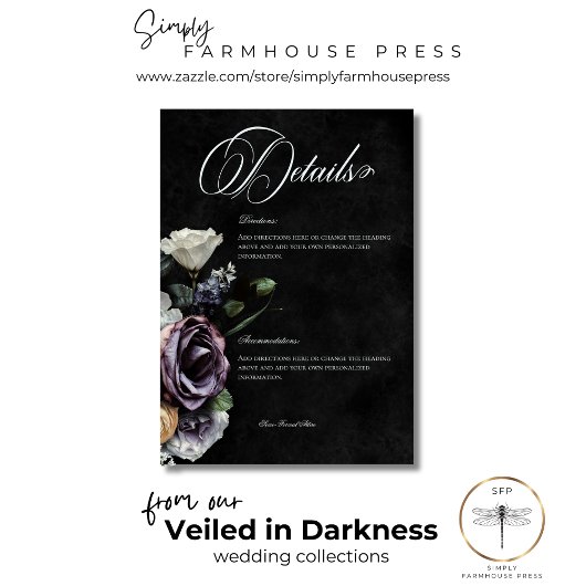 ダークゴシック神秘的にミュートされたフローラ詳細 エンクロージャーカード