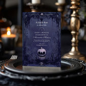 ダークゴシック紫ハロウィーンの赤ちゃんシャワー 招待状