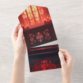 ダークゴシック結婚式の招待 | ブライド&ナイト オールインワン招待状