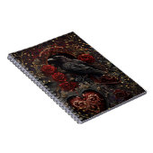 ダークゴシック美しい赤いバラ黒いカラスの鳥 ノートブック (右側)