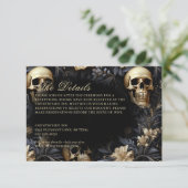 ダークゴシック金ゴールドスカル結婚&花 エンクロージャーカード (スタンド正面)