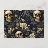 ダークゴシック金ゴールドスカル結婚&花 エンクロージャーカード (裏面)