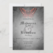 ダークゴシック黒水彩赤蛾結婚の 招待状 (正面)