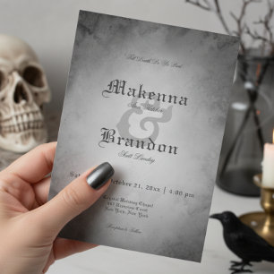 ダークゴシック黒水色ガ結婚ス 招待状