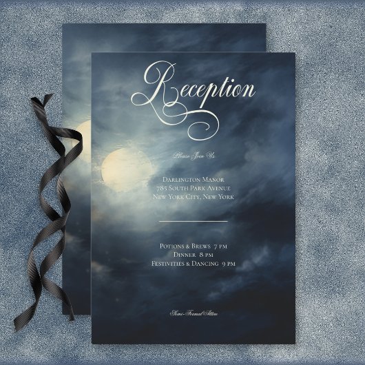 ダークゴシック フルムーン ナイトスカイ ウェディング レセプション エンクロージャーカード