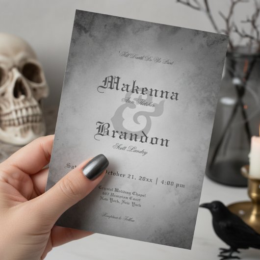 ダークゴシック ブラック ウォーターカラー モス ウェディング 招待状