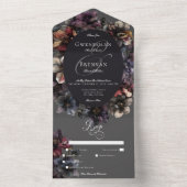 ダークゴシックMoody水彩フローラディナー オールインワン招待状 (内側)