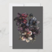 ダークゴシックMoody Waterカラーフローラブライダルシャワー 招待状 (裏面)