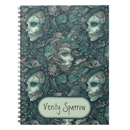 ダークゴビクトリアンシックゾンビマーメイドパーソナライズされた ノートブック (正面)