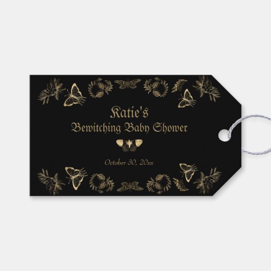 ダークゴビクトリアンシックハロウィーンベイビーシャワー ギフトタグ (正面(横))