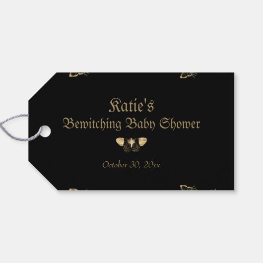 ダークゴビクトリアンシックハロウィーンベイビーシャワー ギフトタグ (裏面横)