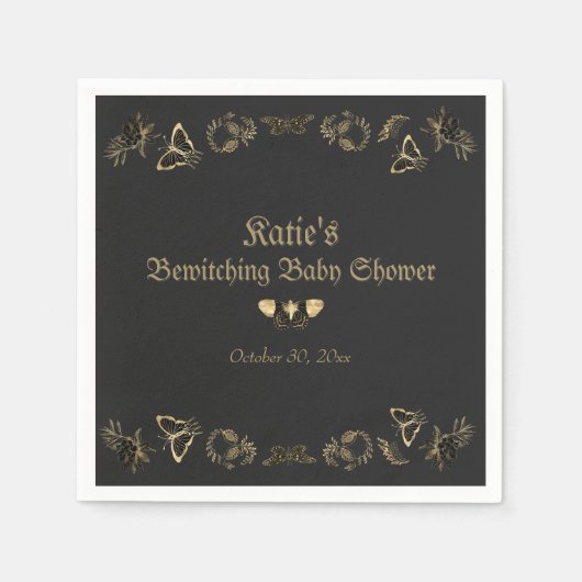 ダークゴビクトリアンシックハロウィーンベイビーシャワー スタンダードカクテルナプキン (正面)