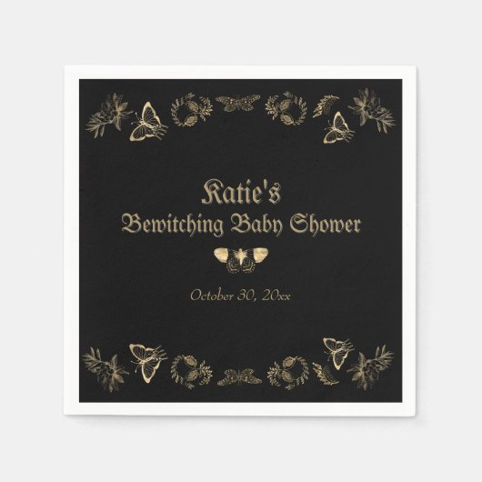 ダークゴビクトリアンシックハロウィーンベイビーシャワー スタンダードカクテルナプキン (正面)
