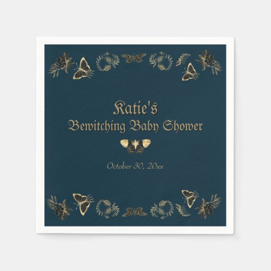 ダークゴビクトリアンシックハロウィーンベイビーシャワー スタンダードカクテルナプキン (正面)
