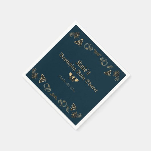 ダークゴビクトリアンシックハロウィーンベイビーシャワー スタンダードカクテルナプキン (角)