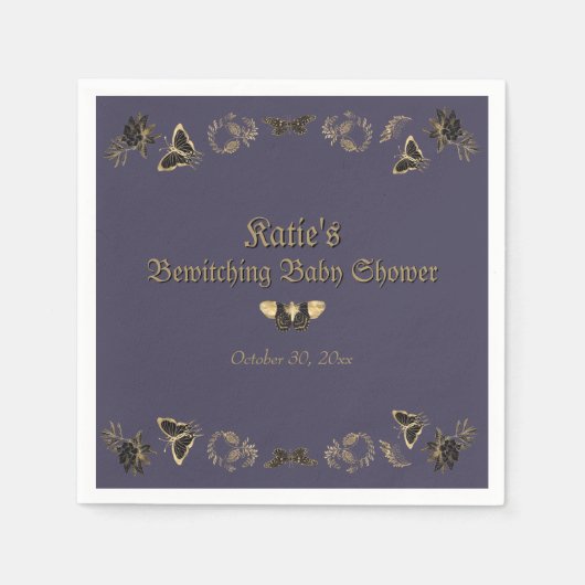 ダークゴビクトリアンシックハロウィーンベイビーシャワー スタンダードカクテルナプキン (正面)